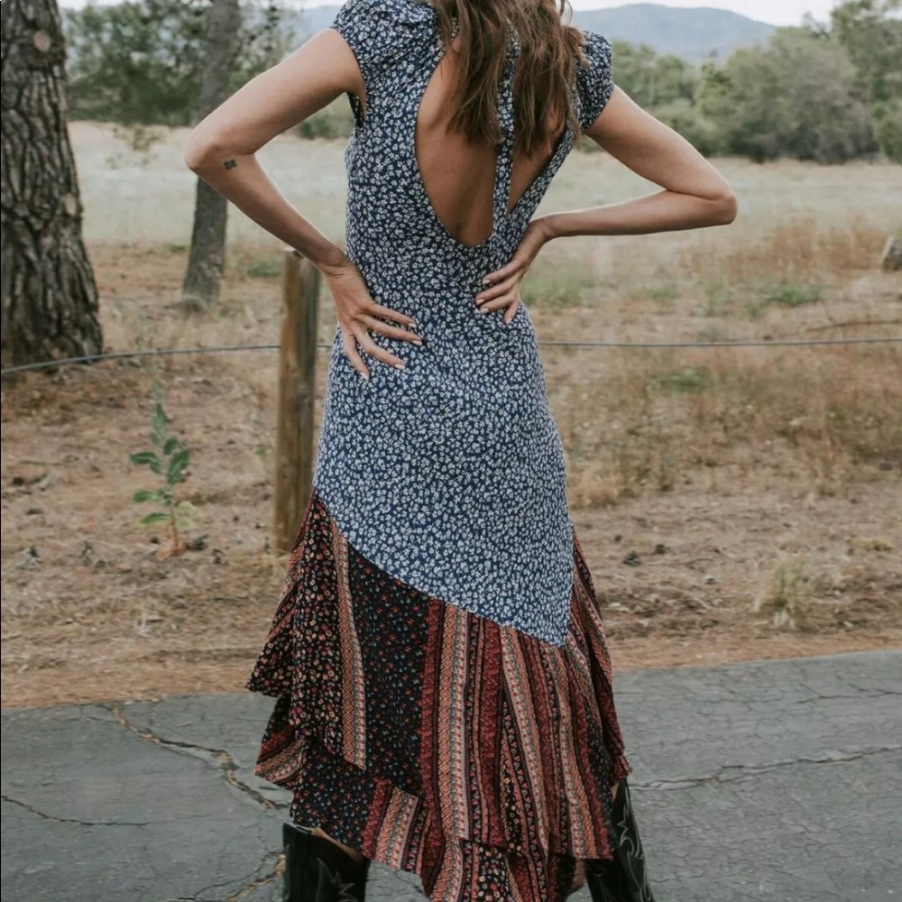 Free People Mixed Print Midi Dress